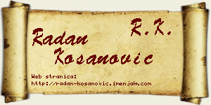 Radan Kosanović vizit kartica
